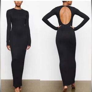 Skims Black Long Sleeve Dress Open Back Medium